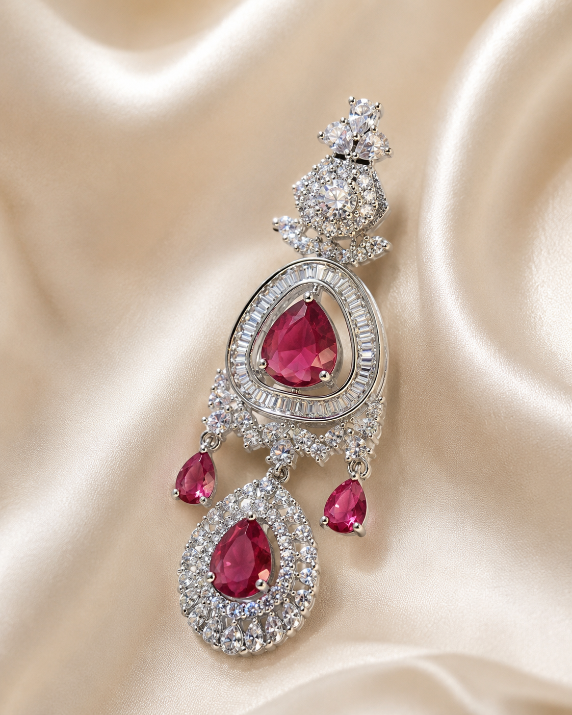 Ruby Rose Teardrop Chandelier Earrings