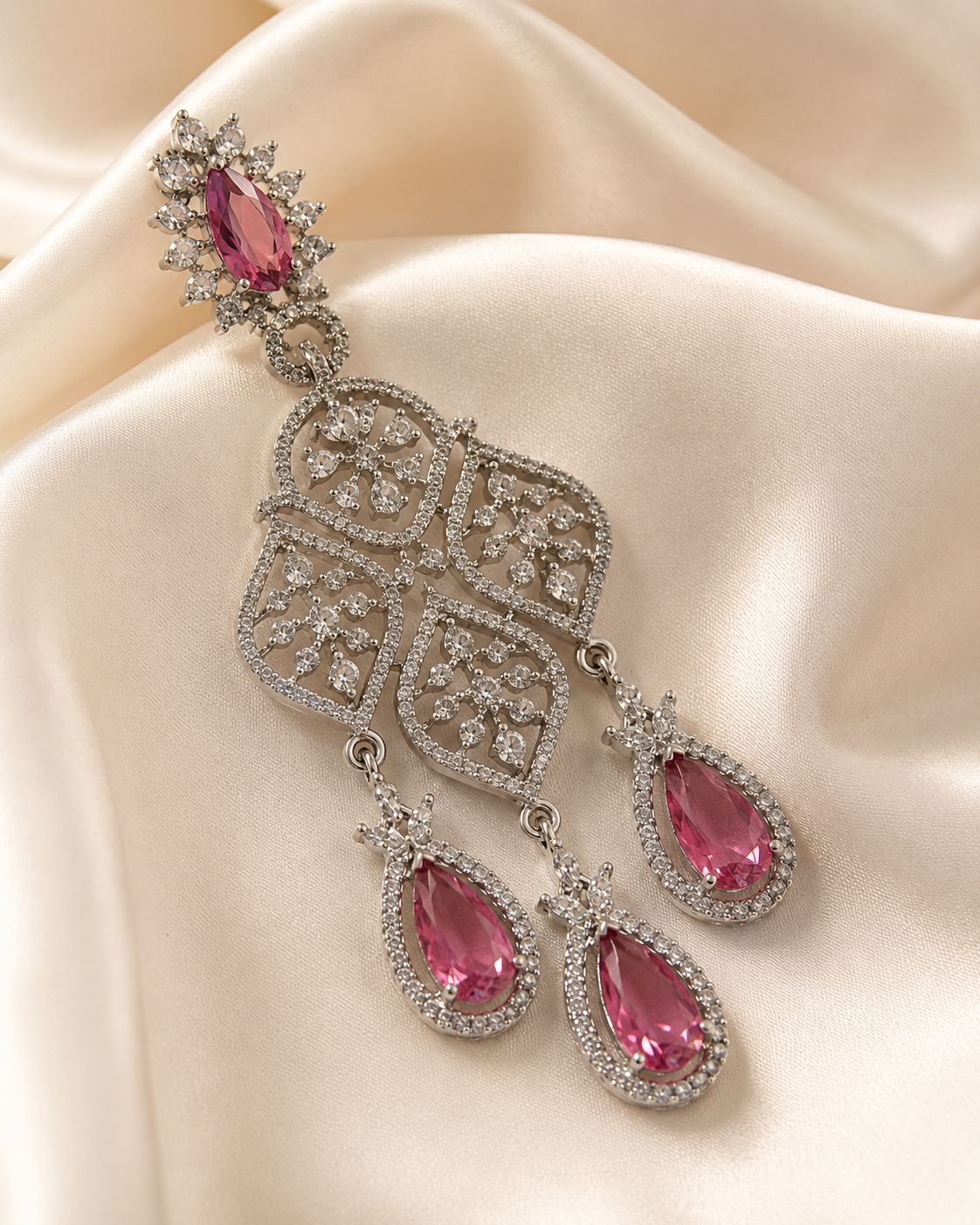 Rose Empress Floral Chandelier Earrings