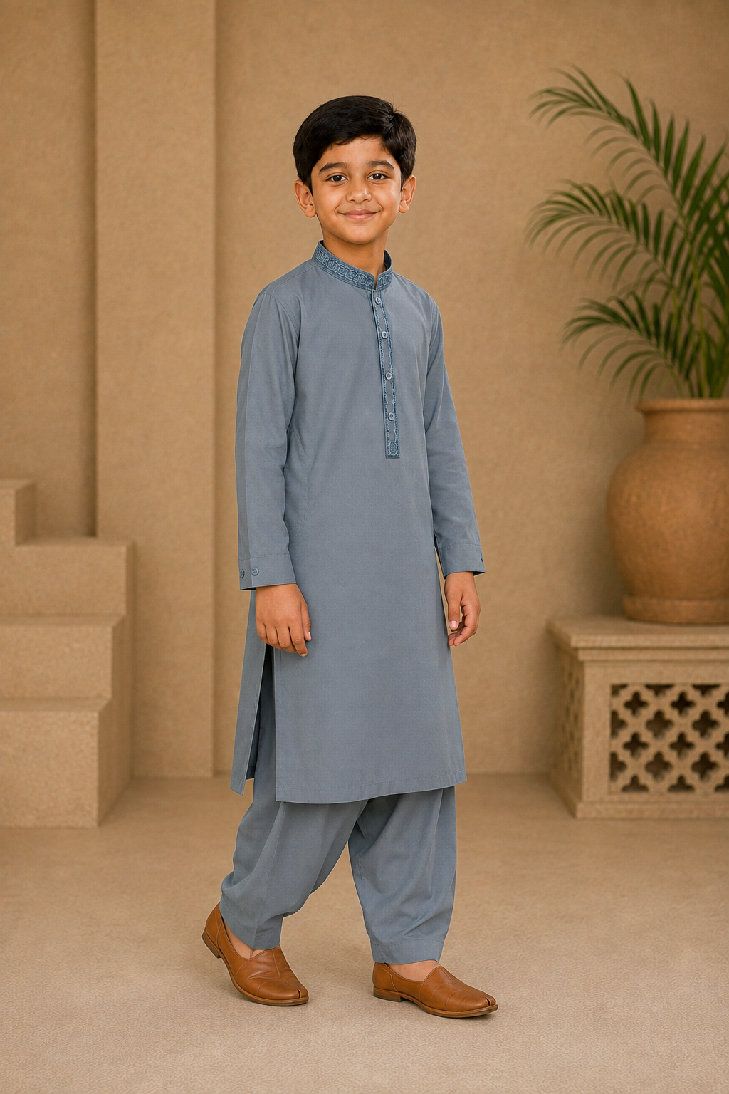 Young Horizon Embroidered Boys’ 3-Piece Shalwar Kameez Set