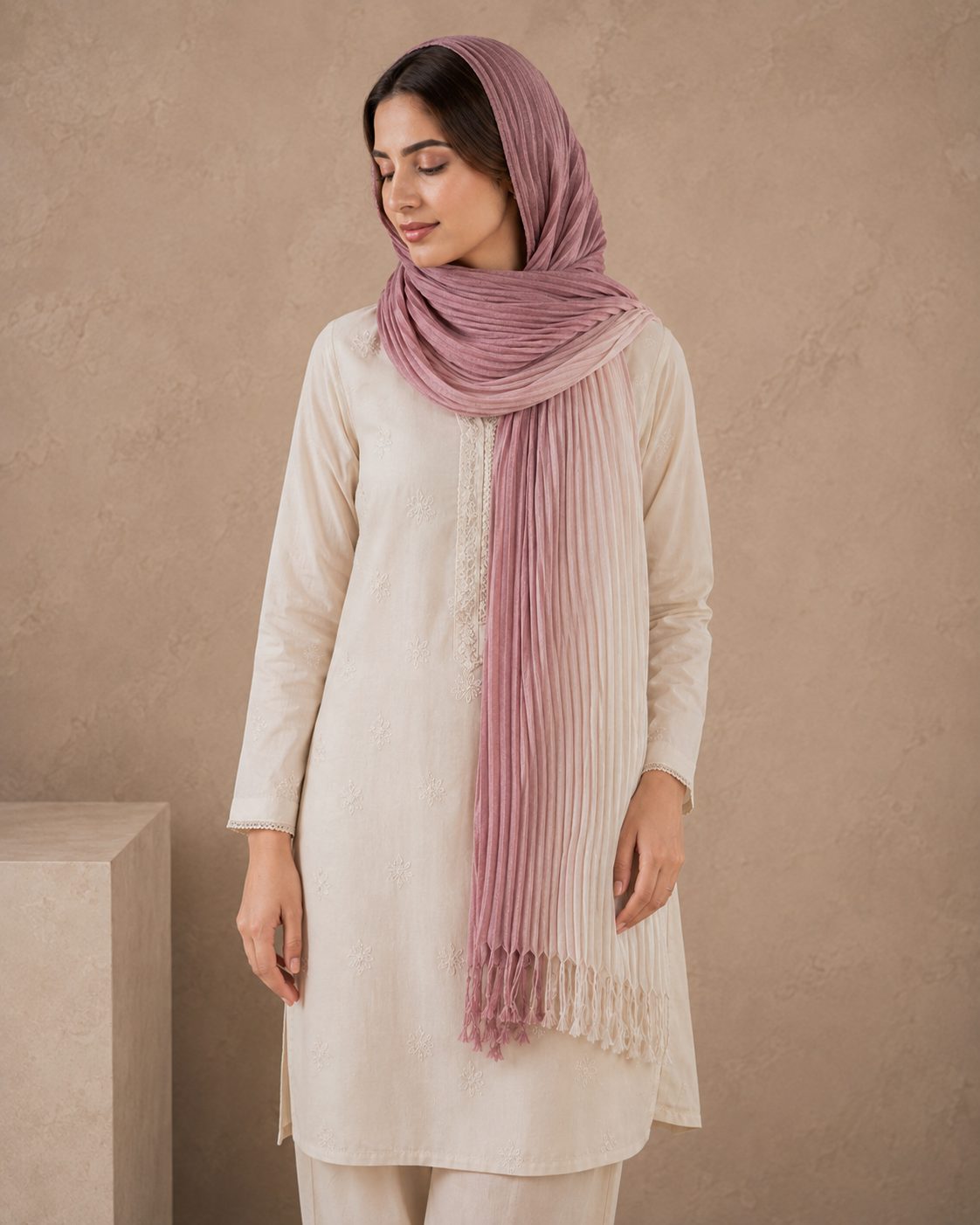 Crinkled Ombre 1 Piece Soft Wool Scarf