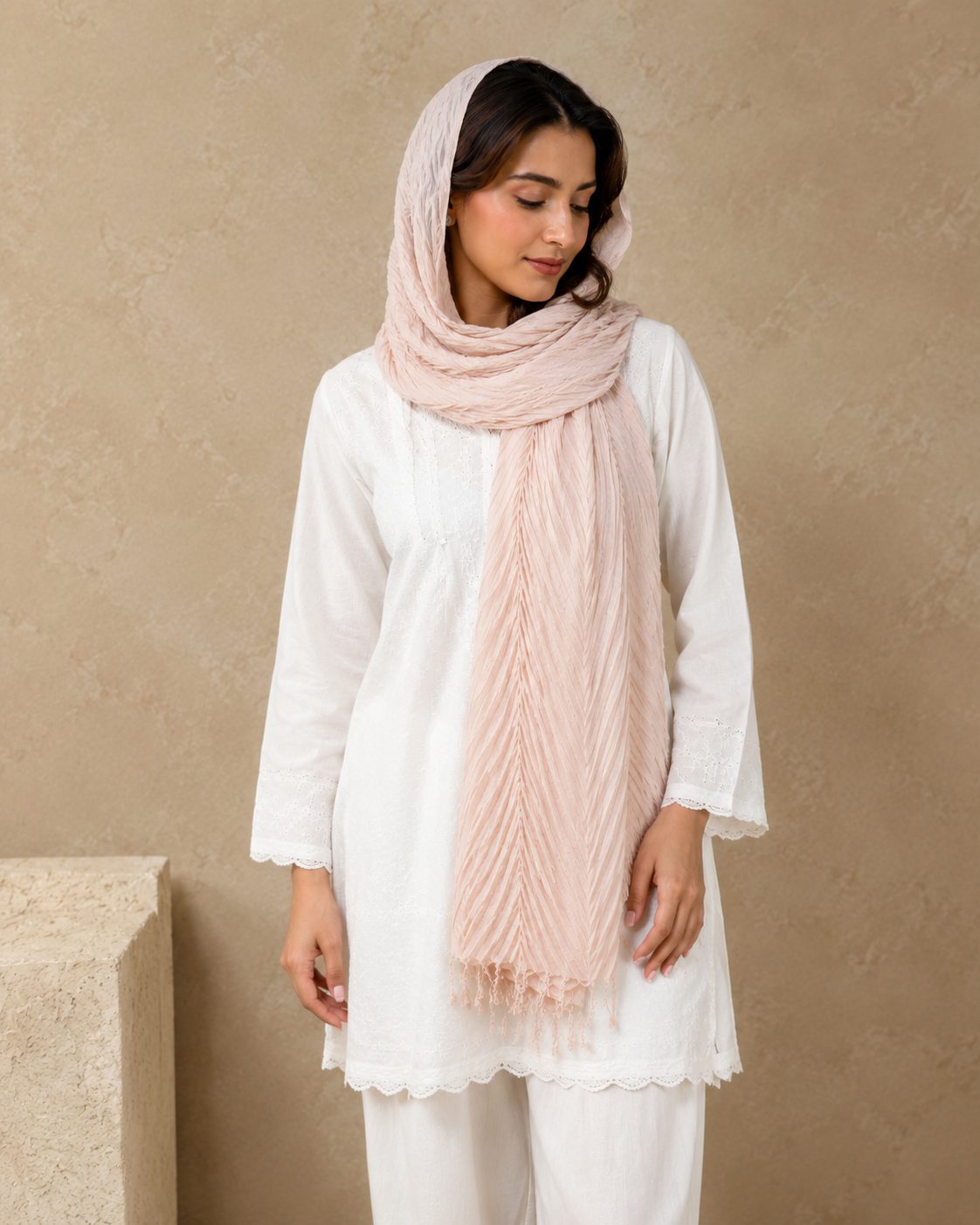 Crinkled Ombre 1 Piece Soft Wool Scarf