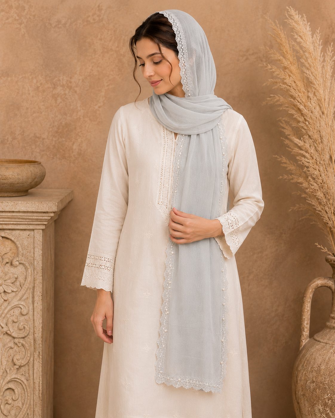Elegant Pearl 1 piece lawn Scarf