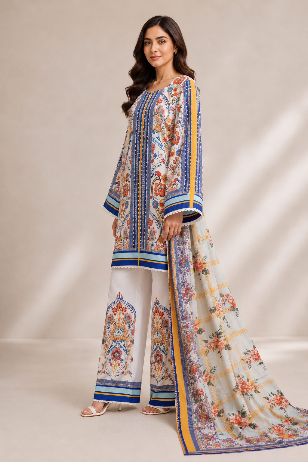 Blooming Aura 3 Piece Digital Print Suit