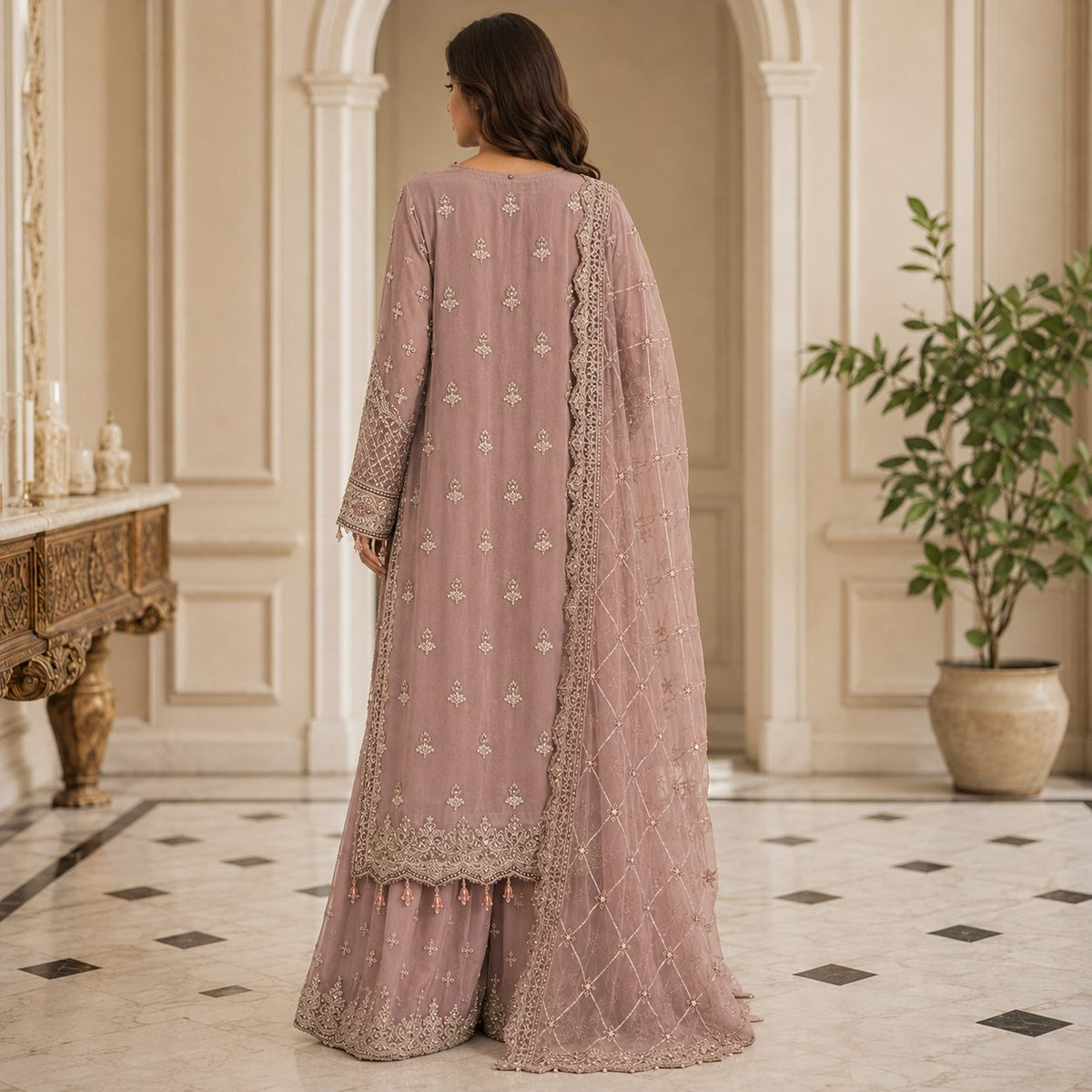 Serene Luxe Embroidered Women Sharara Suit