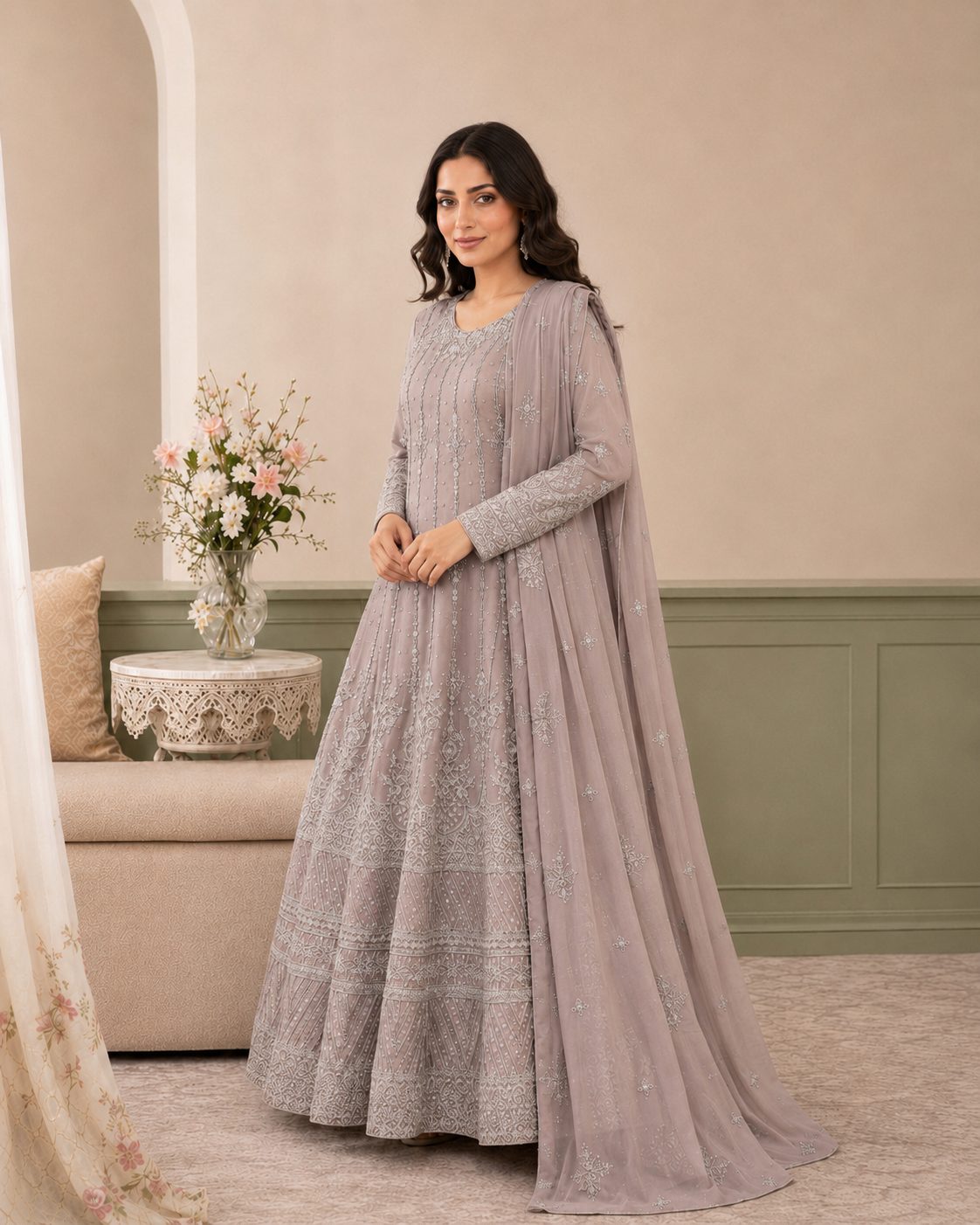 Royale Embroidered Chiffon Maxi