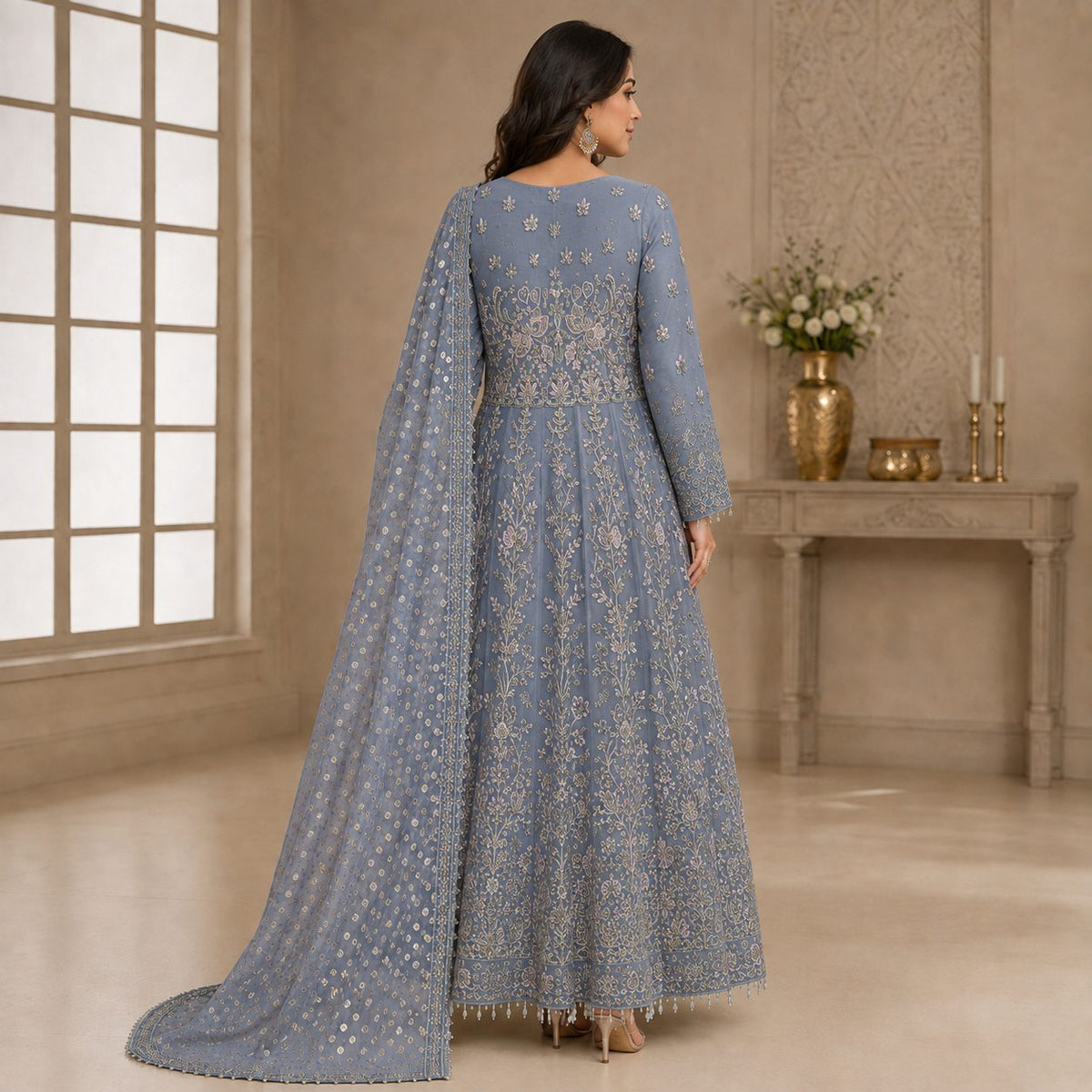 Ethereal Bloom Embroidered Women 3 Piece Suit
