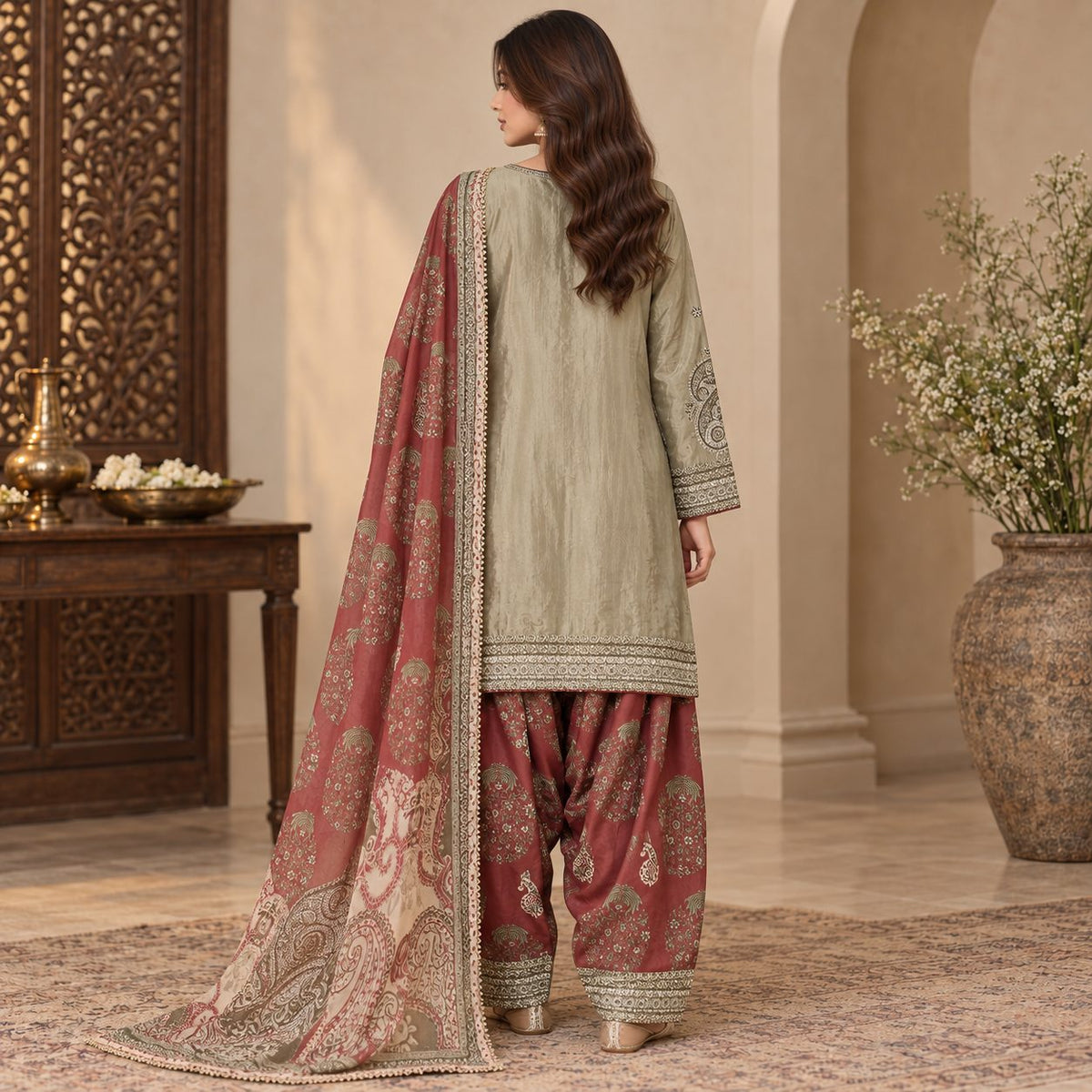 Imperial Grace 3 Piece Women Embroidered Suit