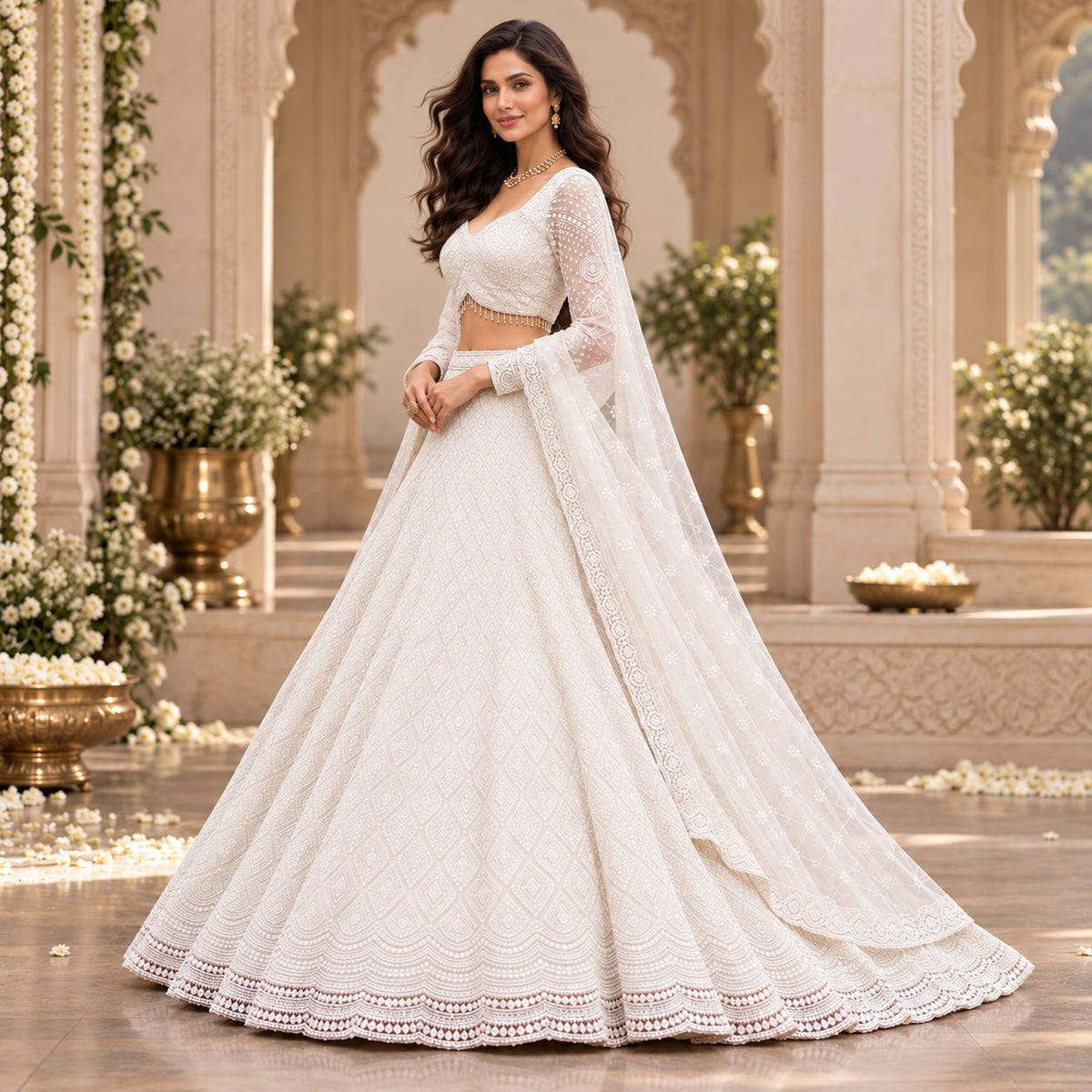 Ivory Celeste Embroidered Lehenga Set