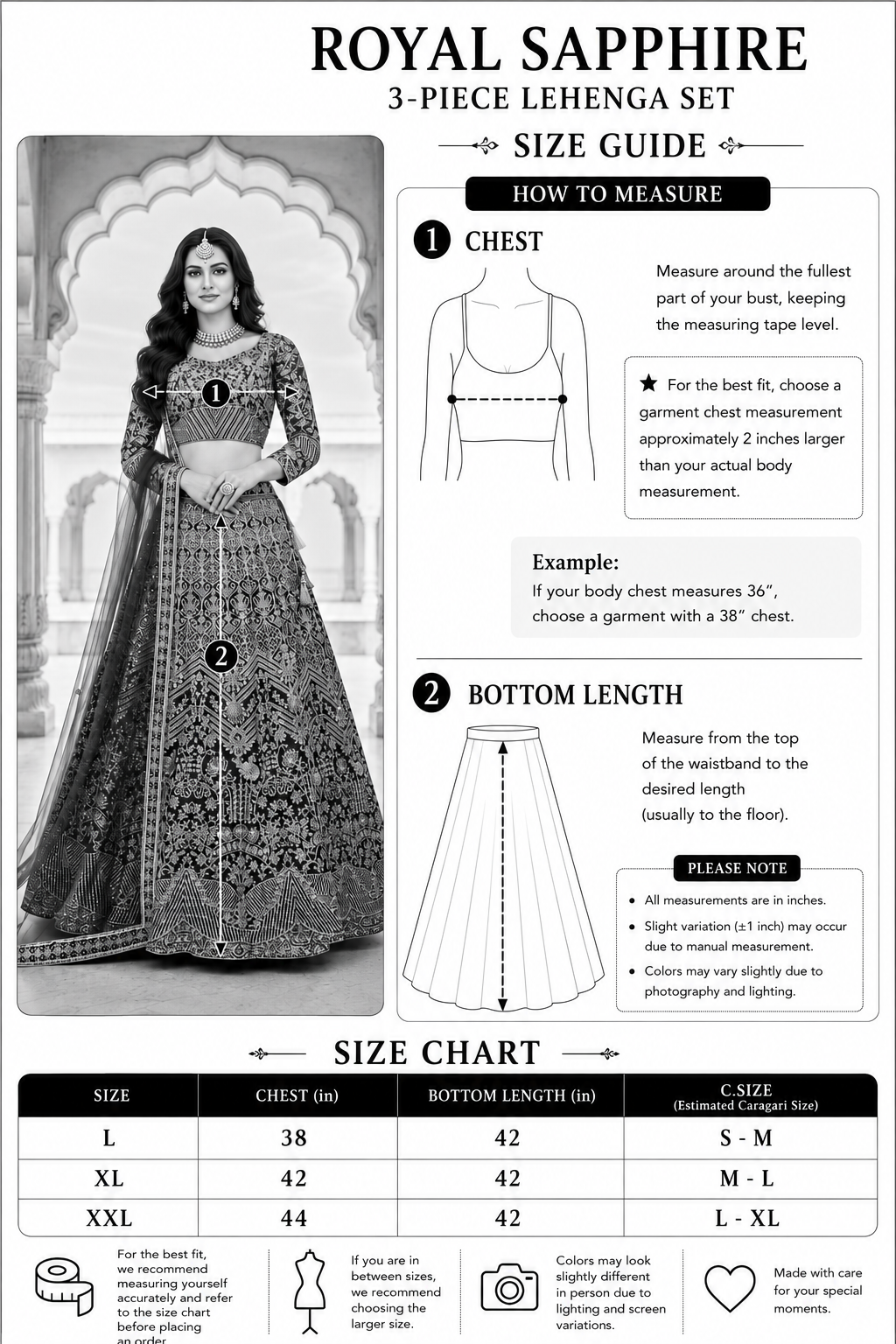 Royal Sapphire 3-Piece Lehenga Set