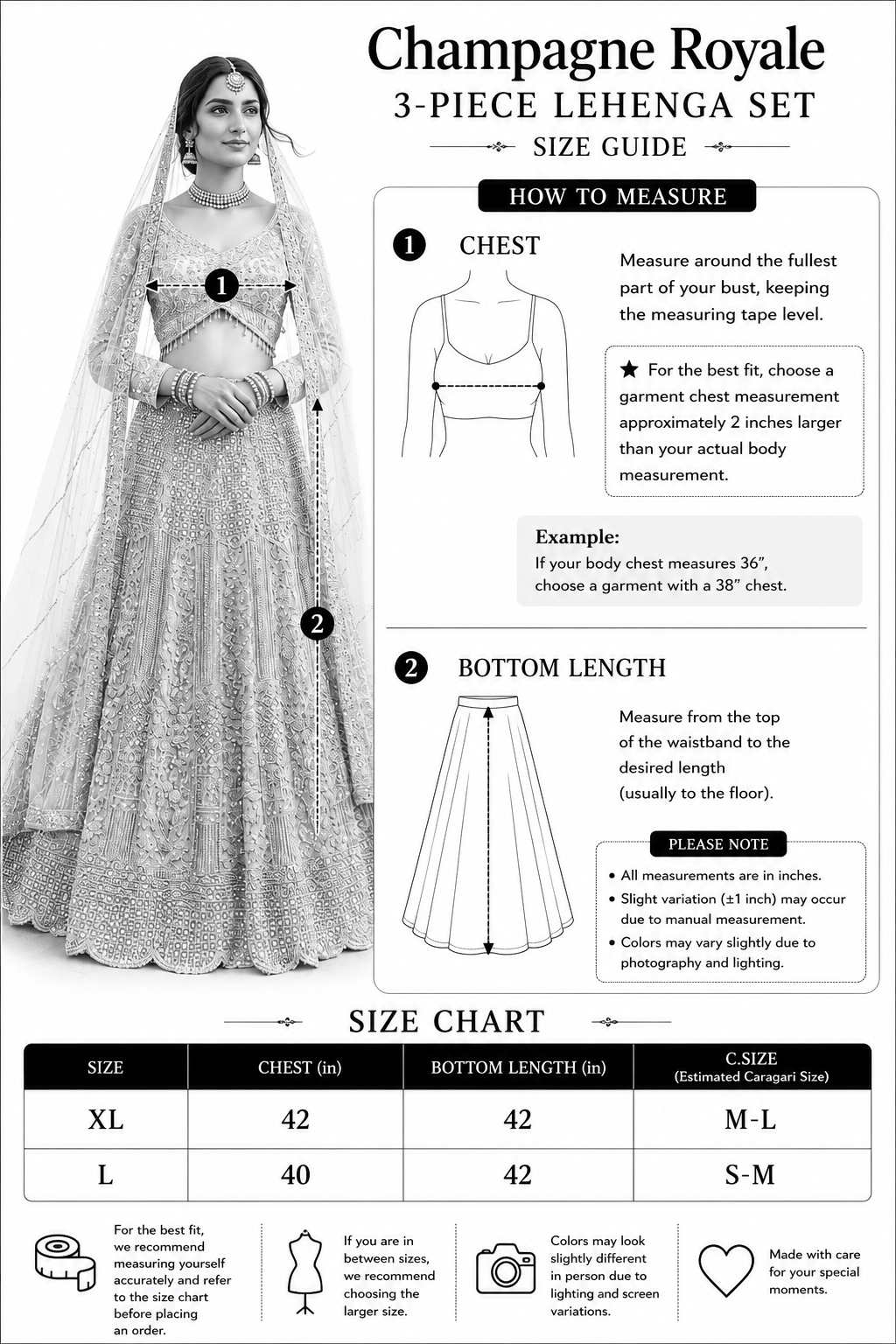 Champagne Royale 3-Piece Lehenga Set