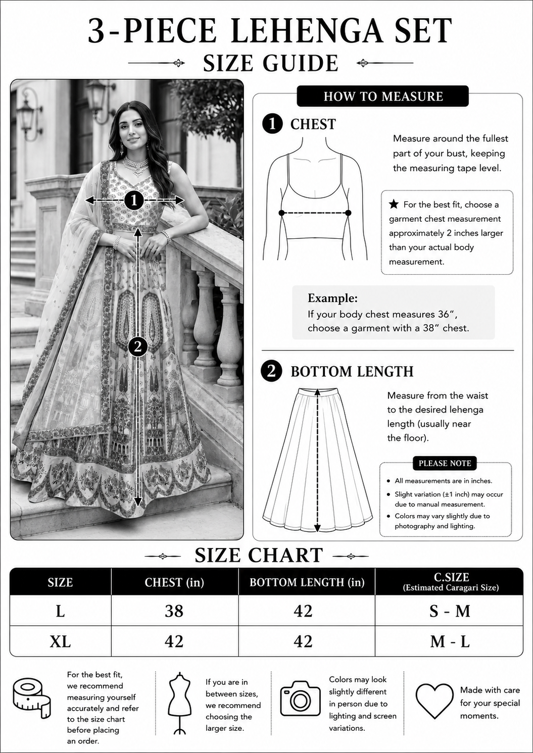 Ivory Garden Luxe 3-Piece Lehenga Set