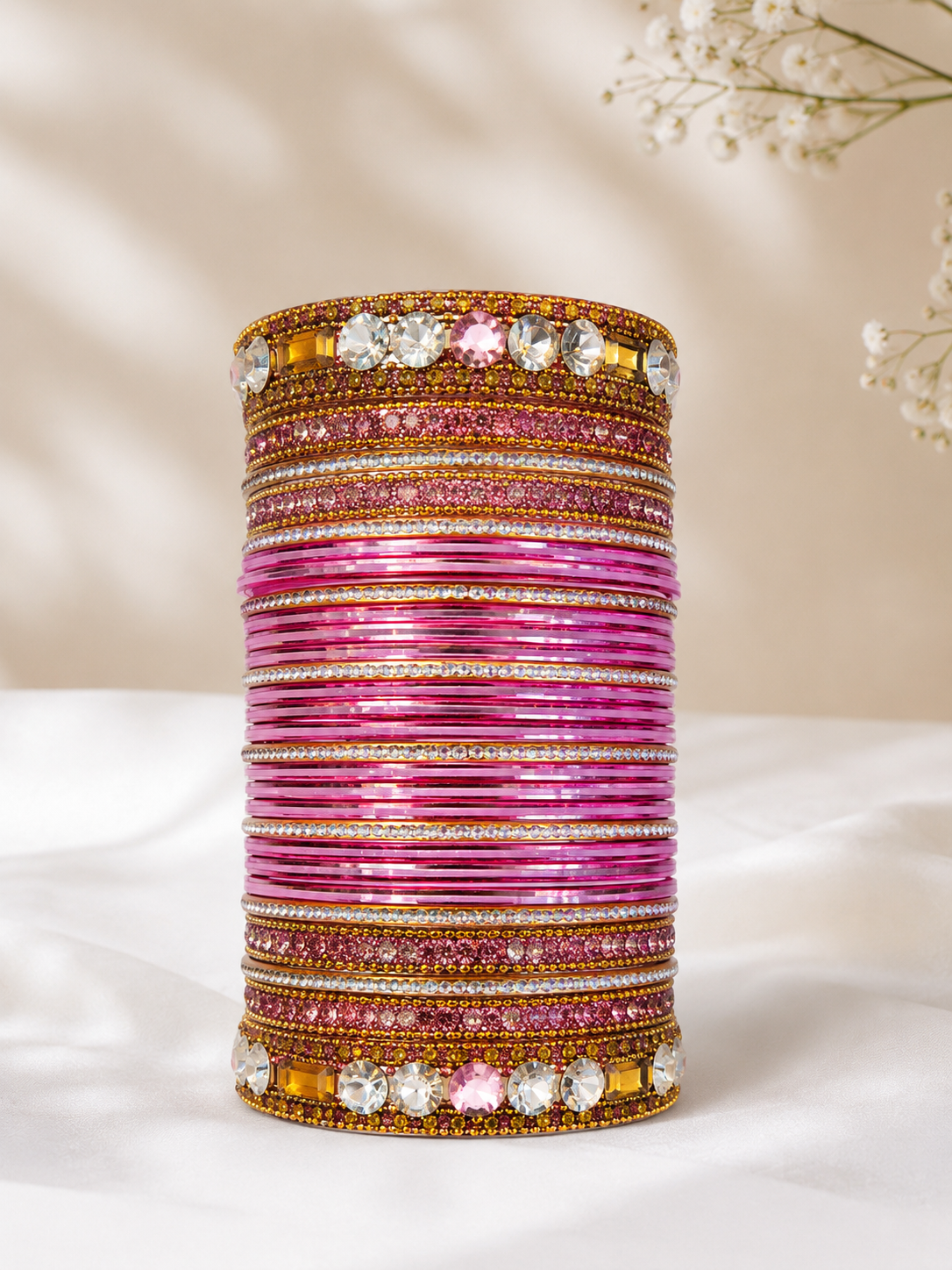 Rose Crystal Bangle Set