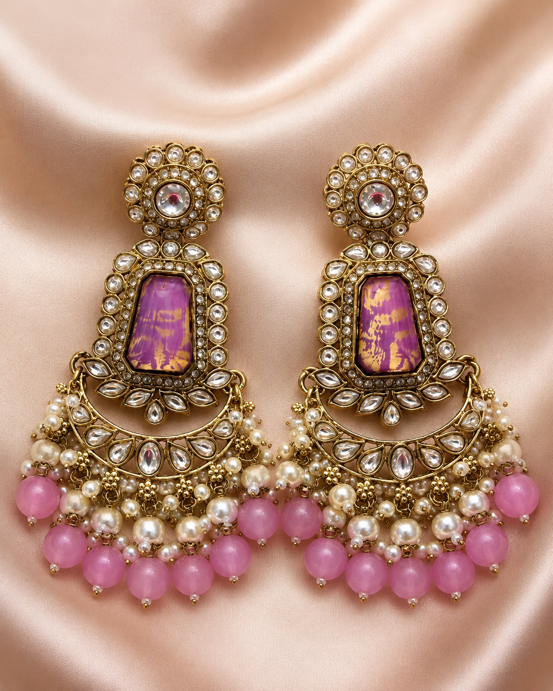 Rose Amethyst Royale Chandbali Earrings
