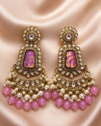 Rose Amethyst Royale Chandbali Earrings