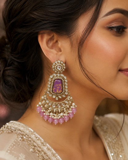 Rose Amethyst Royale Chandbali Earrings