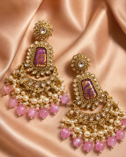 Rose Amethyst Royale Chandbali Earrings