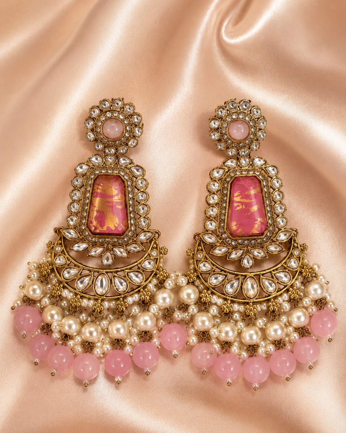 Blush Rose Royale Chandbali Earrings