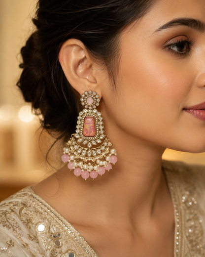 Blush Rose Royale Chandbali Earrings