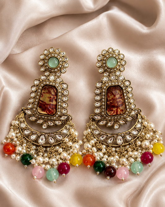 Multicolor Maharani Royale Chandbali Earrings