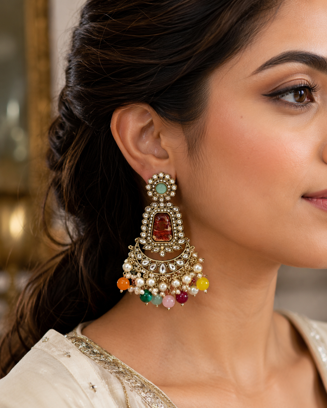 Multicolor Maharani Royale Chandbali Earrings