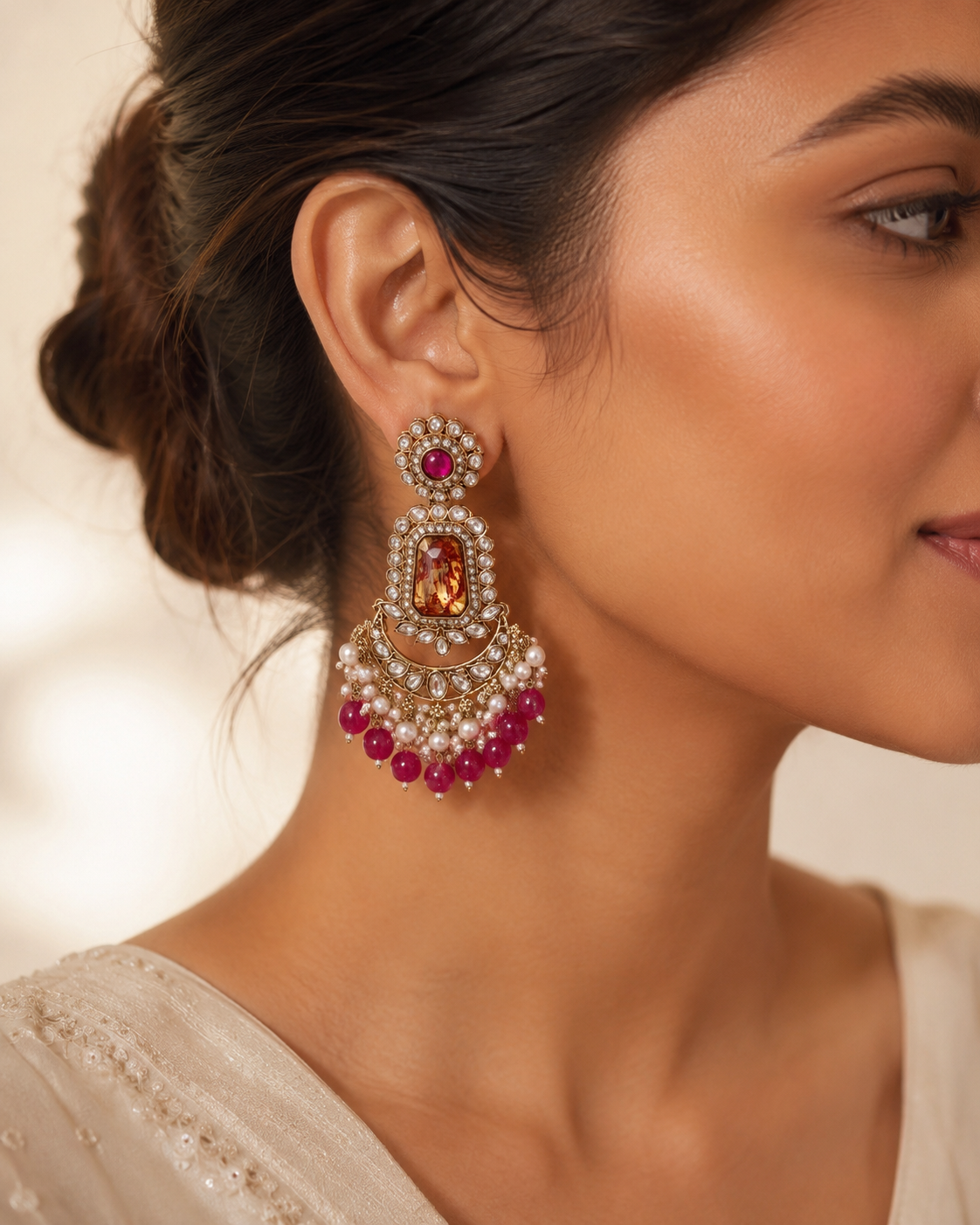 Ruby Maharani Royale Chandbali Earrings