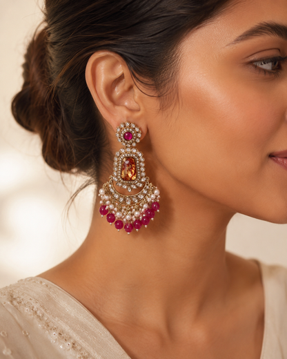 Ruby Maharani Royale Chandbali Earrings