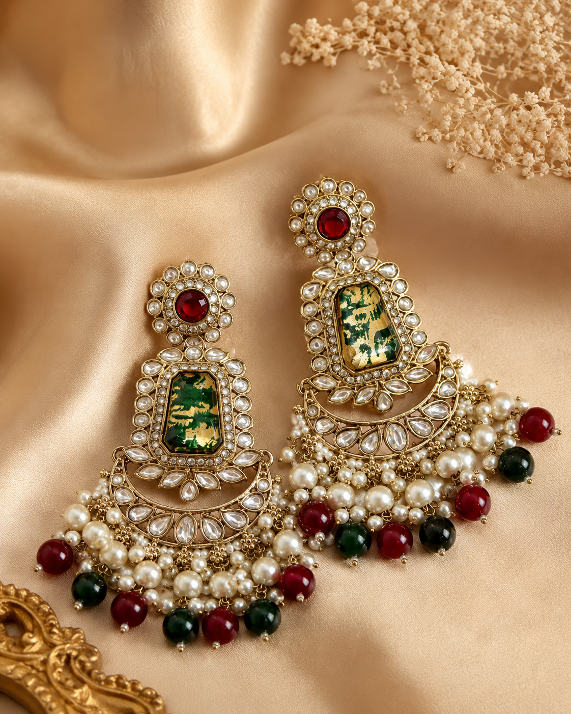 Emerald Ruby Maharani Chandbali Earrings