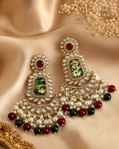 Emerald Ruby Maharani Chandbali Earrings