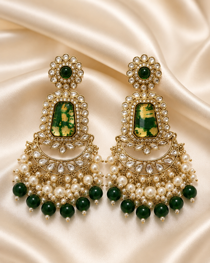 Emerald Maharani Royale Chandbali Earrings