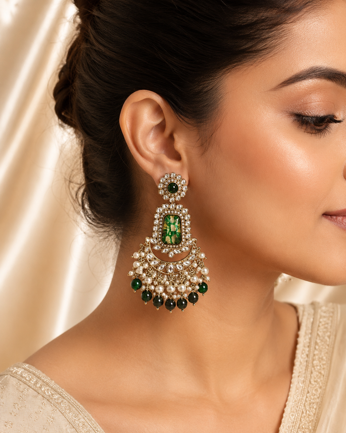Emerald Maharani Royale Chandbali Earrings