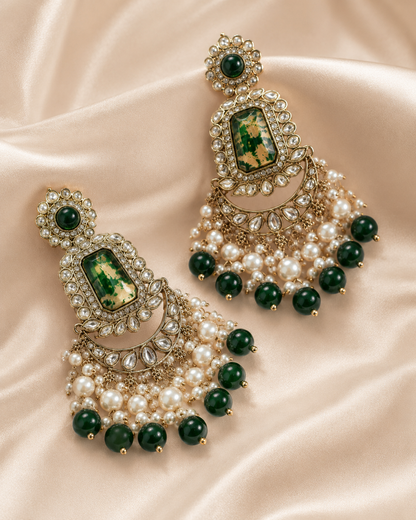 Emerald Maharani Royale Chandbali Earrings