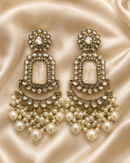 Ivory Pearl Maharani Chandbali Earrings