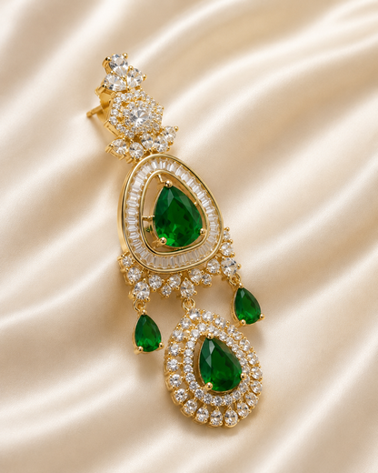 Emerald Majesty Teardrop Chandelier Earrings