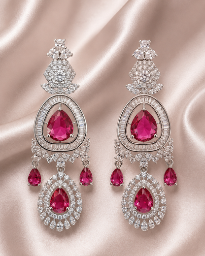 Ruby Rose Teardrop Chandelier Earrings
