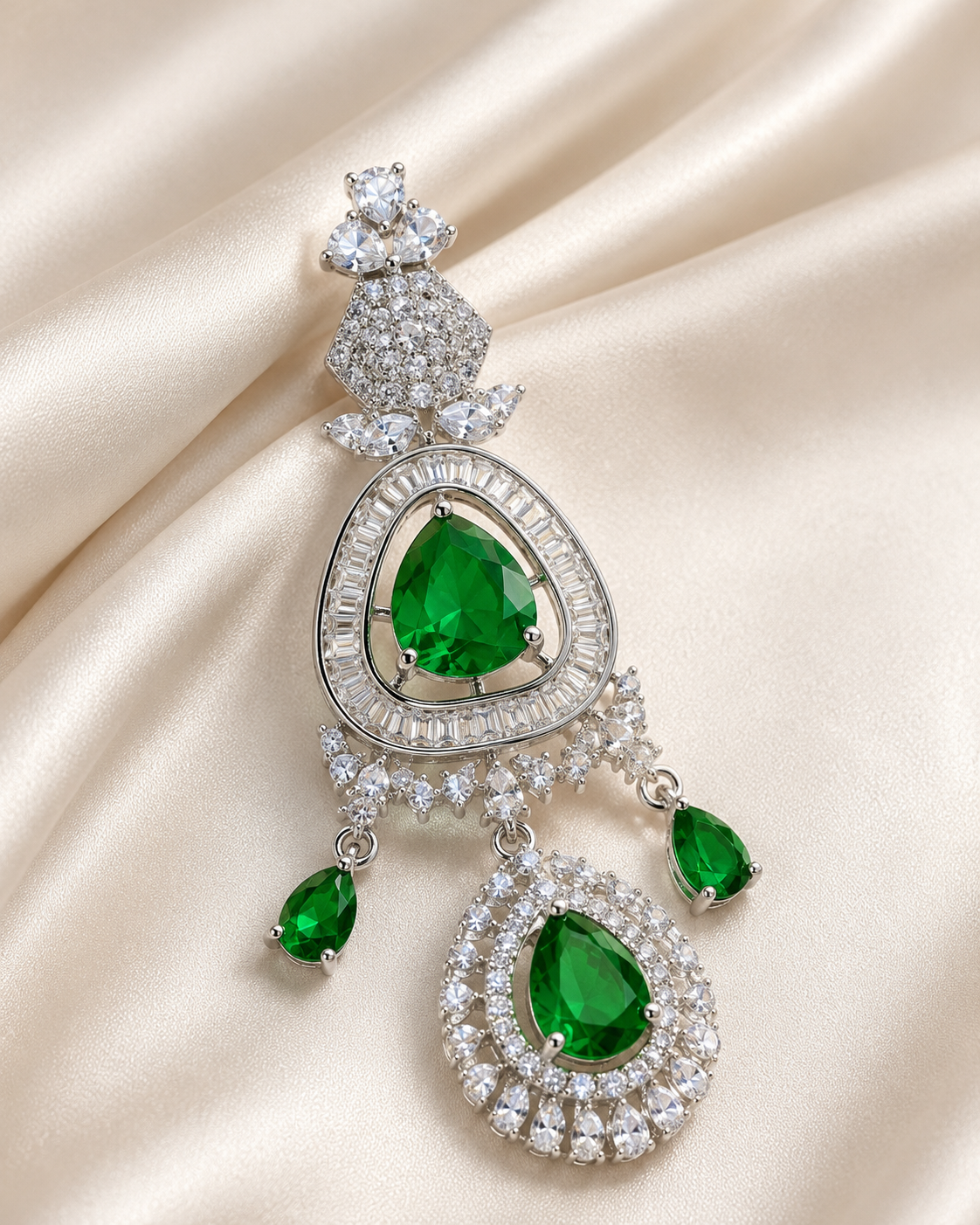 Emerald Radiance Teardrop Chandelier Earrings