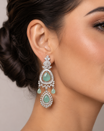 Aqua Mist Teardrop Chandelier Earrings