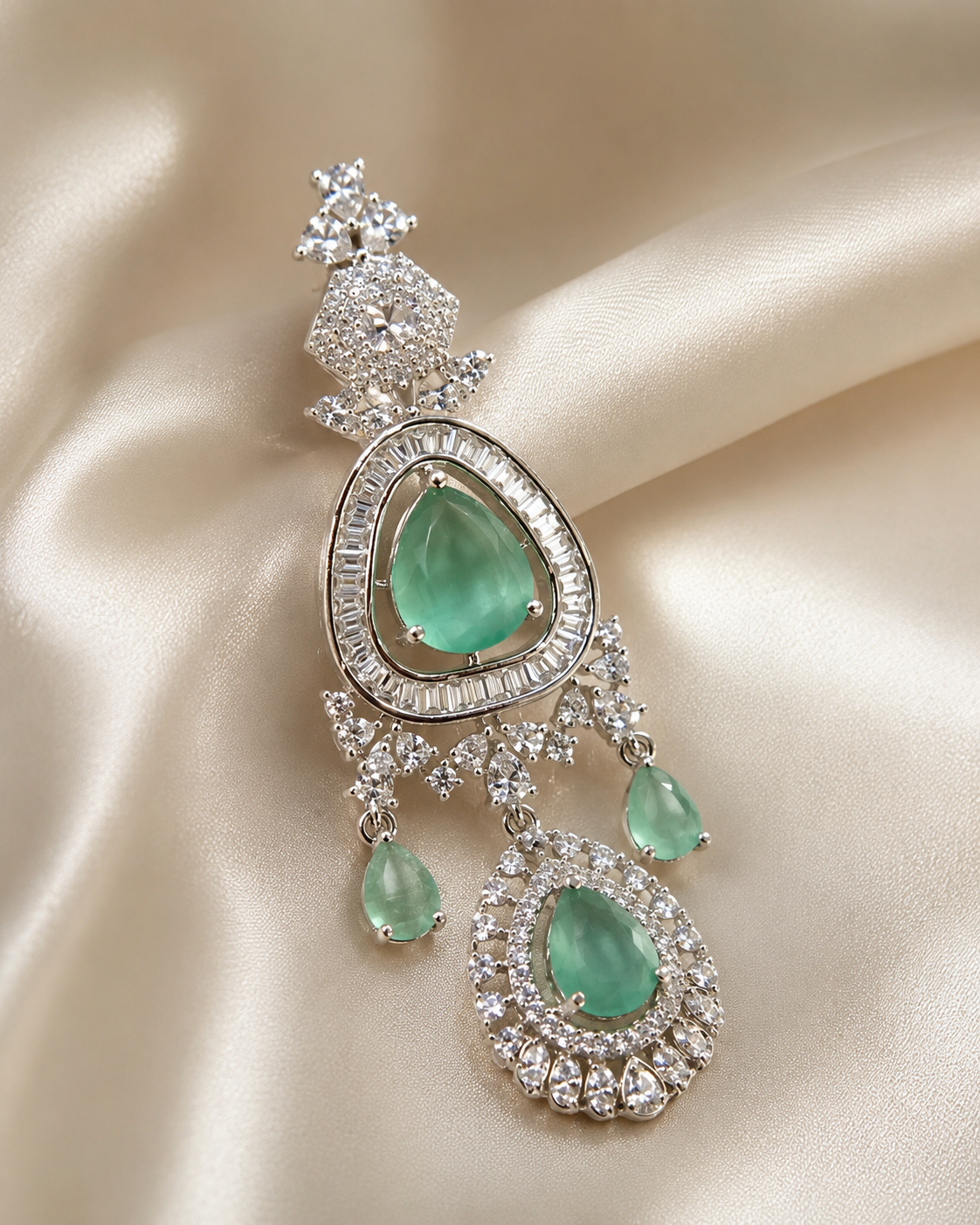 Aqua Mist Teardrop Chandelier Earrings
