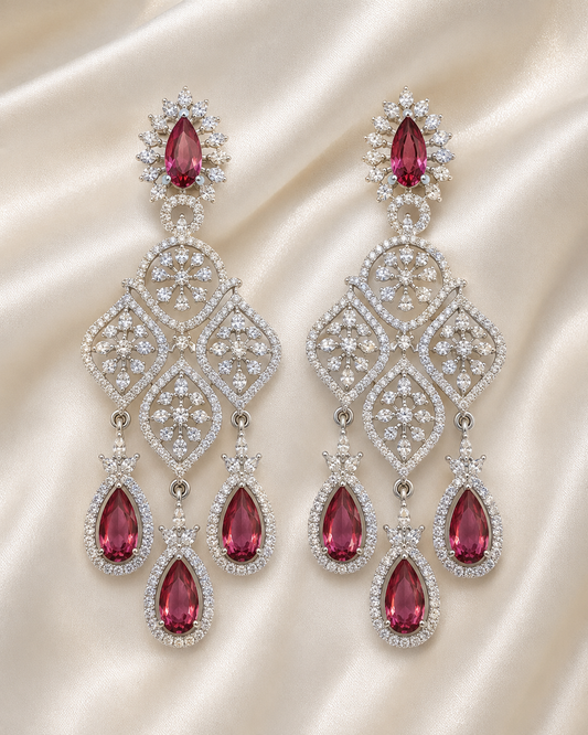 Rose Empress Floral Chandelier Earrings
