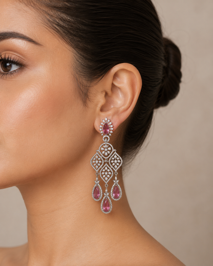 Rose Empress Floral Chandelier Earrings
