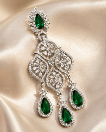 Emerald Empress Floral Chandelier Earrings