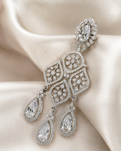 Diamond Glow Floral Chandelier Earrings