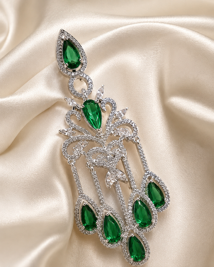 Emerald Peacock Statement Chandelier Earrings