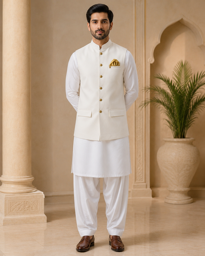 Ivory Gold Men’s Formal Waistcoat