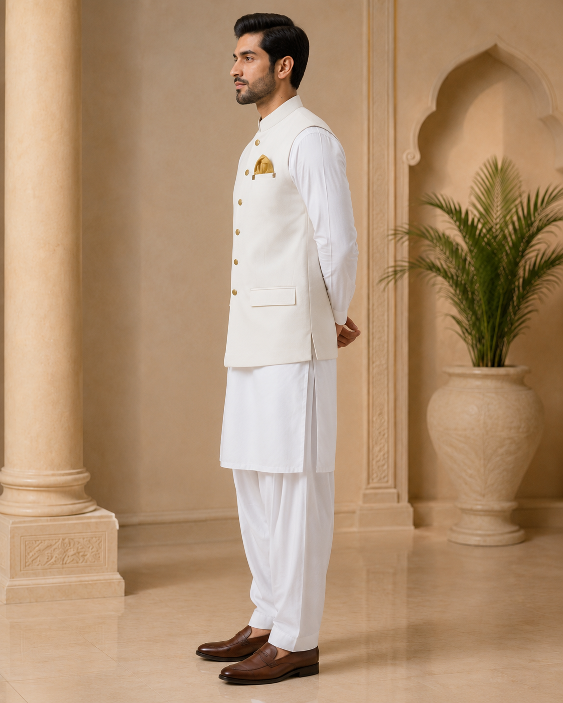 Ivory Gold Men’s Formal Waistcoat