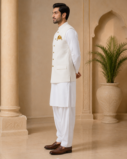 Ivory Gold Men’s Formal Waistcoat