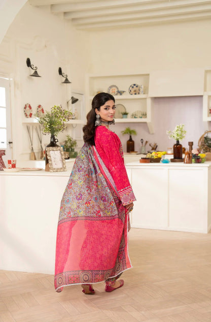 Blushing Flora 3-Piece Embroidered Lawn Suit
