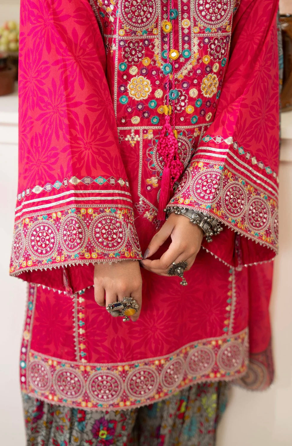 Blushing Flora 3-Piece Embroidered Lawn Suit