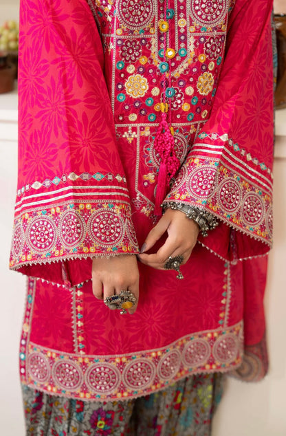 Blushing Flora 3-Piece Embroidered Lawn Suit