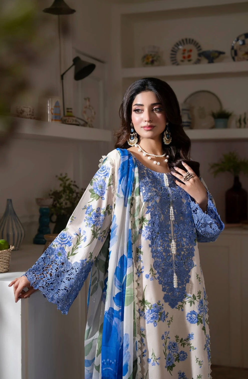 Blue Serenity 3-Piece Embroidered Lawn Suit