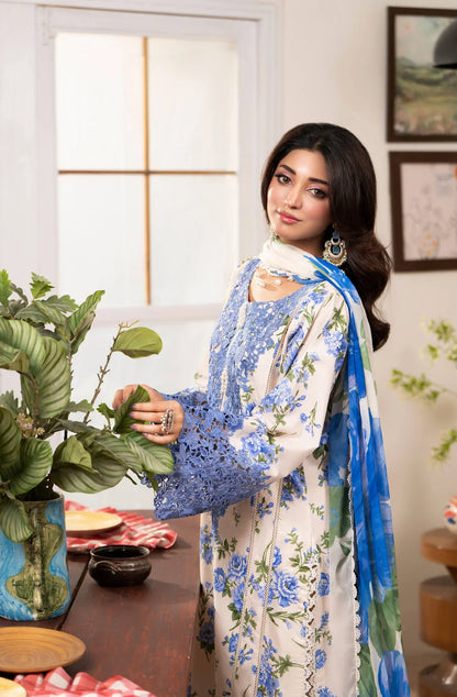 Blue Serenity 3-Piece Embroidered Lawn Suit